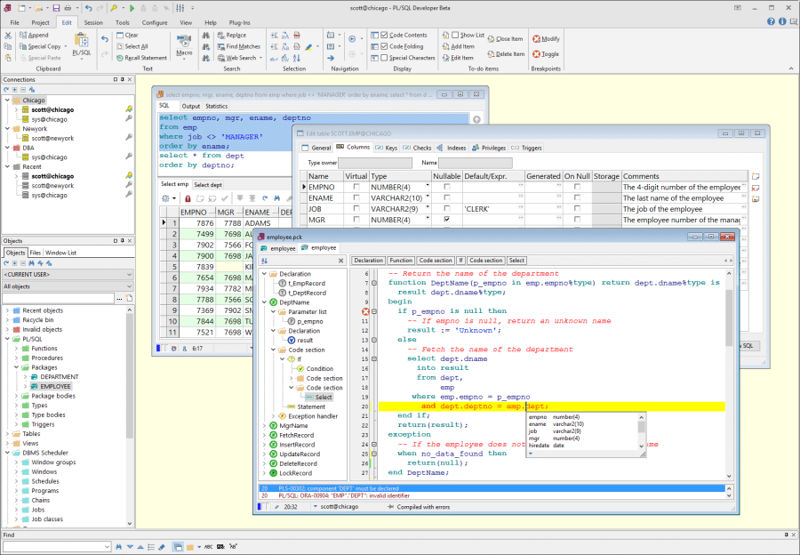 画像:PL/SQL Developer | Oracle Database アプリケーション 開発者向けIDE