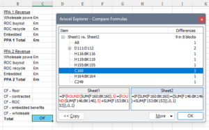 Compare spreadsheets