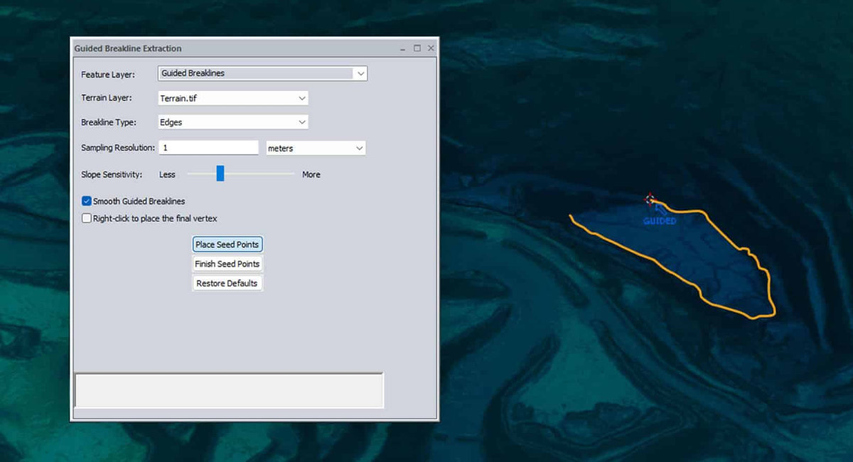 Global Mapper ブレイクライン抽出