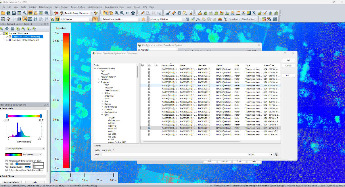 Global Mapper 高度な測位 設定画面イメージ