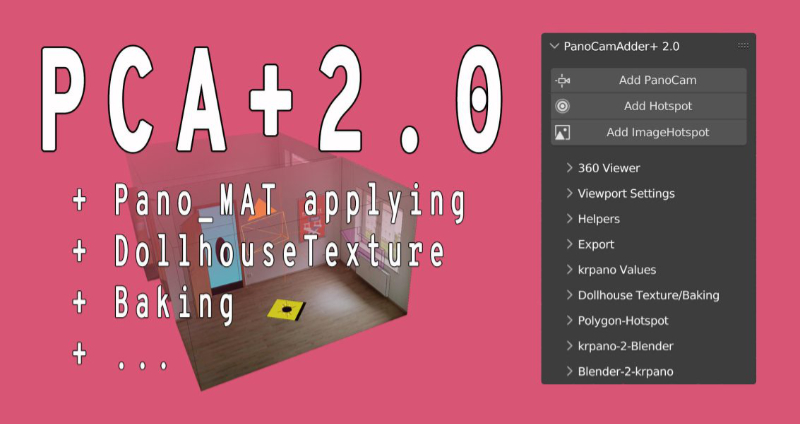 画像:PanoCamAdder+2.0 | パノラマ 合成 VR 360度 Blender krpano アドオン
