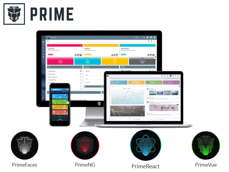 画像:PrimeTek Prime製品 | React Angular Vue.js JSF フレームワーク対応