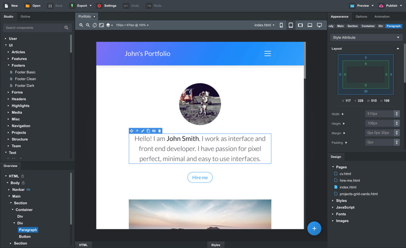 Bootstrap Studio | ドラッグ&ドロップ操作のWebデザインツール