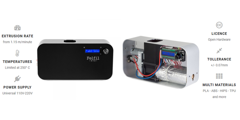 Felfil Evo | 3Dプリンタ フィラメント押出機/再生機 Filament Extruder