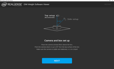 Intel RealSense DIM Weight Software | ロジスティクス ワークフロー管理 体積測定ソフトウェア