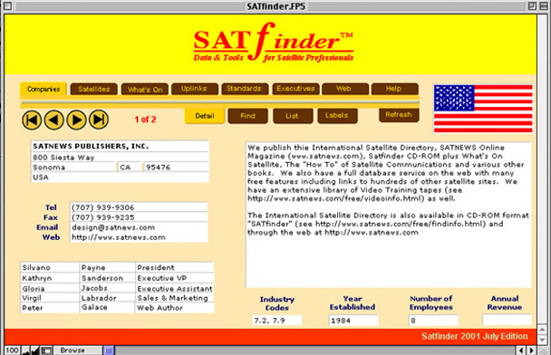 SatFinder | 衛星 データベース 計算 ソフトウェア