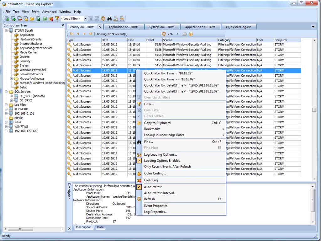 Event Log Explorer | Windowsイベントログ解析 フィルタリング